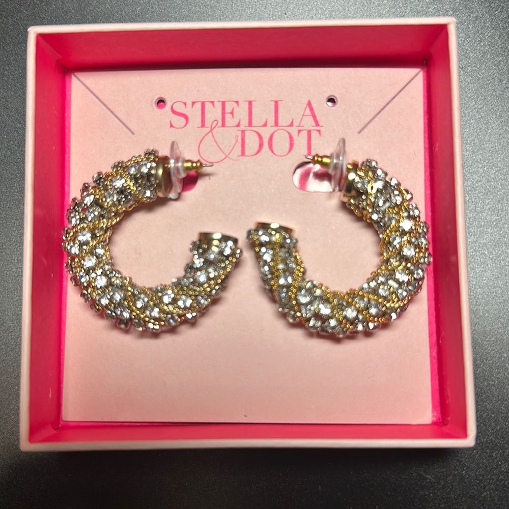 Stella & Dot Chain Jewels Hoop Earrings